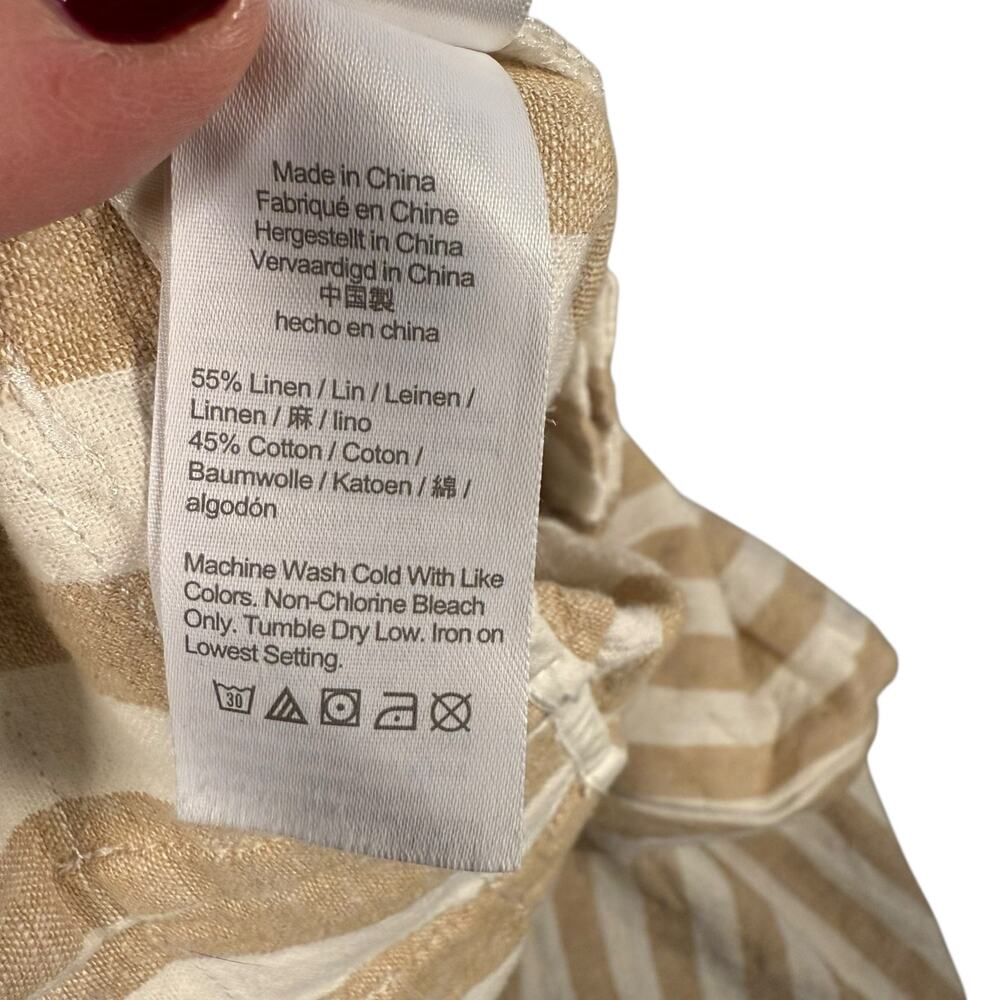 J.Crew Striped Linen Cotton Paperbag Pants Women's Cropped Coastal Chic- Size 10 - Picture 9 of 10
